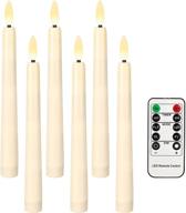 🕯️ 6 pcs led flameless christmas taper candles: battery operated flickering window candles with timer, remote control & realistic dancing 3d flame - ideal for holiday home decorations логотип