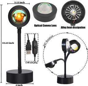 img 2 attached to 🌅 Enhance Your Ambiance with the Sunset Lamp: 360 Degree Rotation Sunset Projector Lamps in Black - Modern Floor Stand Night Light for Photography, Home Party, and Living Room