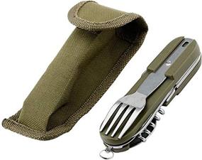 img 4 attached to 🍴 7-in-1 Stainless Steel Folding Tableware Set: Ideal for Camping, Backpacking, and Picnics - Includes Fork, Knife, Spoon, and Bottle Opener