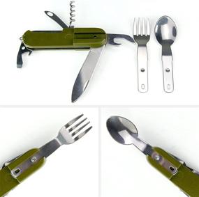 img 3 attached to 🍴 7-in-1 Stainless Steel Folding Tableware Set: Ideal for Camping, Backpacking, and Picnics - Includes Fork, Knife, Spoon, and Bottle Opener