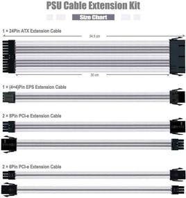 img 3 attached to 💡 Enhanced PSU Cable Kit Gray/White 11 4/5 Inch - 30cm Length With Cable Combs for Extended Power Supply - 24-Pin 8-Pin 6-Pin ATX Power Supply Extension