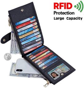 img 2 attached to 👛 Чёрный тонкий кошелек для женщин со защитой RFID и молнией - идеальный подарок на День Матери