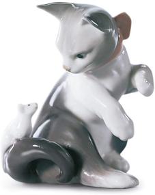 img 2 attached to LLADRÓ Porcelain Cat and Mouse Figurine - Cat Figure