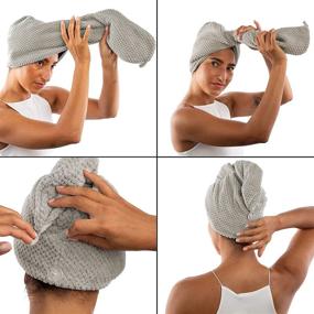 img 3 attached to Luxury Grey Microfiber Hair Towel