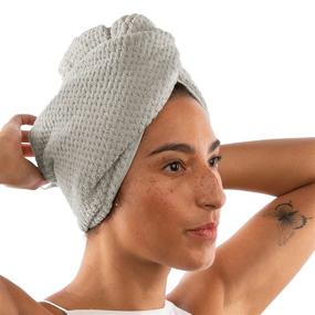 img 4 attached to Luxury Grey Microfiber Hair Towel