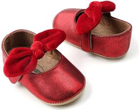 img 2 attached to 👶 Stylish and Secure: Baby Girls Mary Jane Flats with Anti-Slip Rubber Sole and Bow Detailing