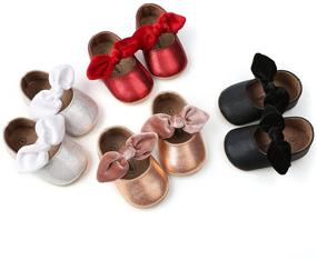 img 3 attached to 👶 Stylish and Secure: Baby Girls Mary Jane Flats with Anti-Slip Rubber Sole and Bow Detailing