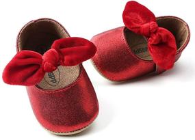 img 1 attached to 👶 Stylish and Secure: Baby Girls Mary Jane Flats with Anti-Slip Rubber Sole and Bow Detailing