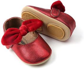 img 4 attached to 👶 Stylish and Secure: Baby Girls Mary Jane Flats with Anti-Slip Rubber Sole and Bow Detailing