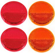 🚦 set of 4 (2 red/2 amber) - 2-inch round reflector for bikes, trailers, trucks, boats, mailboxes, construction, signage - dot/sae approved with powerful adhesive logo