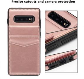 img 1 attached to 👜 Premium Leather Folio Flip Galaxy S10 Plus Wallet Case with Card Slots - Rose Gold - Protects Samsung Galaxy S10+ with Shockproof Card Holder