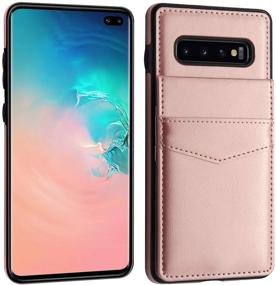 img 3 attached to 👜 Premium Leather Folio Flip Galaxy S10 Plus Wallet Case with Card Slots - Rose Gold - Protects Samsung Galaxy S10+ with Shockproof Card Holder