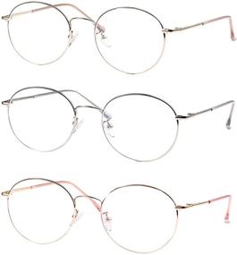 img 4 attached to 👓 POMIDEA Metal Frame Blue Light Glasses for Women Men, Computer Blue Light Blocking Glasses Anti Eyestrain Reading Eyeglasses Lightweight Round Glasses - 3 Pack (Rose Gold Silver)