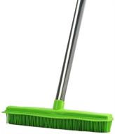 green long-handled carpet rubber broom with soft bristles and squeegee edge sweeper push broom for indoor use logo