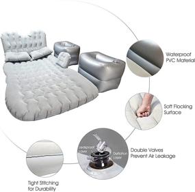 img 1 attached to 🚗 Lunalazeo Gray Car SUV Air Mattress - Inflatable Bed for Back Seat with Electric Air Pump, Fast Inflation, Flocking Surface - Portable Blow Up Sleeping Pad for Travel, Camping, Hiking