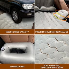 img 2 attached to 🚗 Lunalazeo Gray Car SUV Air Mattress - Inflatable Bed for Back Seat with Electric Air Pump, Fast Inflation, Flocking Surface - Portable Blow Up Sleeping Pad for Travel, Camping, Hiking