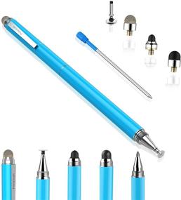 img 4 attached to Penyeah Stylus Pen for iPad [4-in-1] - High Sensitivity and Precision Touch Screen Stylus with Disc Tip, Black Rubber Tip, and Mesh Fiber Tip, Light Blue - Universal for All Capacitive Touch Screen Devices