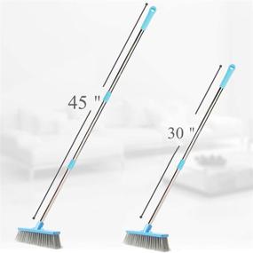 img 3 attached to 45-Inch Adjustable Stainless Steel Handle Floor Scrub Brush with 8.7-Inch Stiff Bristle Brush Heads for Wall, Kitchen, Garage, Bathroom, and Deck - KMAKII