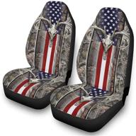 instantarts american flag wood deer skull oak camo print car seat covers front seats only 2 piece bucket seat cover protector with usa flag elk logo