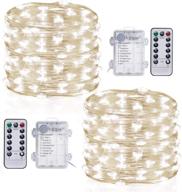 🔋 tingmiao battery operated fairy lights with remote control timer, 33ft 100 led waterproof 8 modes copper wire twinkle string lights for indoor bedroom, white, 2 pack логотип