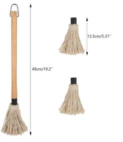 img 3 attached to 🍖 DanziX 2 Pack BBQ Basting Mop Set - Professional Barbecue Sauce Large Mop with Wood Handle & 2 Extra Replacement Heads for Cooking, Roasting, and Grilling - Washable Head Included