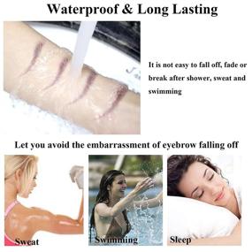 img 1 attached to Long-Lasting Waterproof 4D Eyebrow Tattoo Sticker - Authentic Hair-Like Brown False Eyebrows for Grooming & Shaping