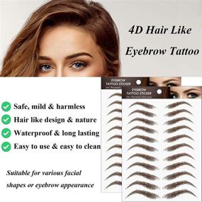 img 2 attached to Long-Lasting Waterproof 4D Eyebrow Tattoo Sticker - Authentic Hair-Like Brown False Eyebrows for Grooming & Shaping