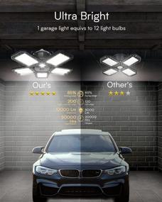 img 3 attached to 🔦 Hecai Garage LED Lights 2 Pack - Ultra Bright 100W Ceiling LED Lights with 5+1 Deformable Panels, Perfect for Garage, Workshop, Basement - 10000LM, 6500K, E26/E27 Screw Base