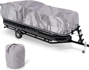 img 4 attached to 🛥️ Adjustable Storage Cover for 17'-20'L to 96" Pontoon Boats - Universal Protection with Heavy-Duty Waterproof Polyester Fabric, Snap Strap, Elastic Cord, Bag - Pyle PCVHP440