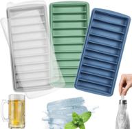 🧊 lessmo long ice stick tray set - reusable silicone with lid | easy release for small mouth bottles | ideal for cocktails, juice bottles & sport bottles | rectangular narrow shape logo