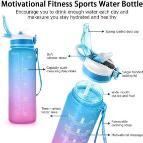 img 1 attached to 💧 32oz Motivational Water Bottle with Time Marker, Straw and Hook - BPA Free, Portable, Leak-proof Sports Bottle for All Day Hydration during Fitness and Outdoor Activities