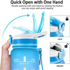 img 3 attached to 💧 32oz Motivational Water Bottle with Time Marker, Straw and Hook - BPA Free, Portable, Leak-proof Sports Bottle for All Day Hydration during Fitness and Outdoor Activities