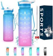 💧 32oz motivational water bottle with time marker, straw and hook - bpa free, portable, leak-proof sports bottle for all day hydration during fitness and outdoor activities logo