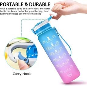 img 2 attached to 💧 32oz Motivational Water Bottle with Time Marker, Straw and Hook - BPA Free, Portable, Leak-proof Sports Bottle for All Day Hydration during Fitness and Outdoor Activities