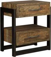 🏡 rustic charm meets industrial style: ashley sommerford 2 drawer nightstand in butcher-block brown & black логотип