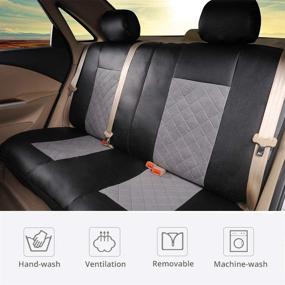 img 2 attached to 🚗 Enhance Your Car's Style and Protection with AUTOYOUTH Pu Leather Airbag Compatible Car Seat Covers - Complete Set of 11pcs