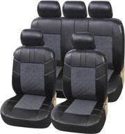 🚗 enhance your car's style and protection with autoyouth pu leather airbag compatible car seat covers - complete set of 11pcs logo