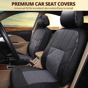 img 3 attached to 🚗 Enhance Your Car's Style and Protection with AUTOYOUTH Pu Leather Airbag Compatible Car Seat Covers - Complete Set of 11pcs