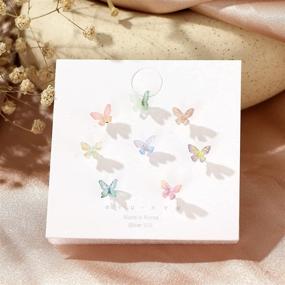 img 2 attached to 🦋 Colorful Acrylic Butterfly Stud Earrings Set with 925 Post - 8 Pairs for Women and Girls