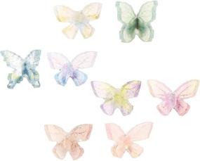 img 4 attached to 🦋 Colorful Acrylic Butterfly Stud Earrings Set with 925 Post - 8 Pairs for Women and Girls