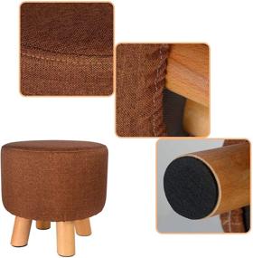 img 1 attached to 🪑 Comfortable and Stylish Fabric Round Padded Ottoman Foot Rest Stool in Brown