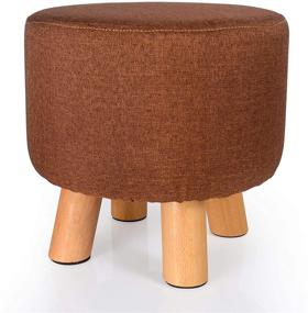 img 4 attached to 🪑 Comfortable and Stylish Fabric Round Padded Ottoman Foot Rest Stool in Brown