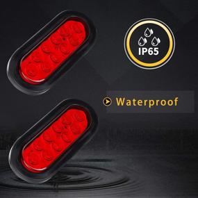 img 3 attached to 🚨 LIMICAR 4 Red 6-inch Oval 10 LED Trailer Tail Lights Kit - Stop Turn Tail Brake Light Flush Mount with Rubber Grommet for 12V Truck Trailer RV UTV Bus