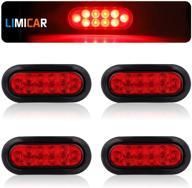 🚨 limicar 4 red 6-inch oval 10 led trailer tail lights kit - stop turn tail brake light flush mount with rubber grommet for 12v truck trailer rv utv bus logo