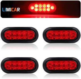 img 4 attached to 🚨 LIMICAR 4 Red 6-inch Oval 10 LED Trailer Tail Lights Kit - Stop Turn Tail Brake Light Flush Mount with Rubber Grommet for 12V Truck Trailer RV UTV Bus