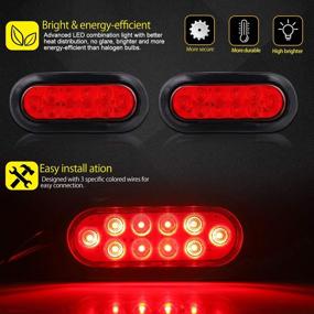 img 1 attached to 🚨 LIMICAR 4 Red 6-inch Oval 10 LED Trailer Tail Lights Kit - Stop Turn Tail Brake Light Flush Mount with Rubber Grommet for 12V Truck Trailer RV UTV Bus