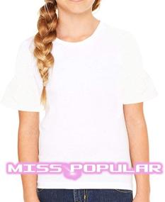 img 2 attached to 👚 MISS POPULAR Girls 5 Pack Ruffle Sleeve T-Shirt Set Size 4-6X, Trendy Fashion Tops for Girls