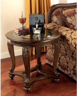 🏺 exquisite ashley norcastle traditional round end table: rich dark brown finish логотип