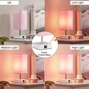 img 2 attached to 💡 Multi-functional Pink Touch Control Table Lamp with USB Ports and LED Bulb - Perfect for Bedrooms and Living Rooms