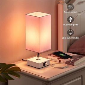 img 3 attached to 💡 Multi-functional Pink Touch Control Table Lamp with USB Ports and LED Bulb - Perfect for Bedrooms and Living Rooms